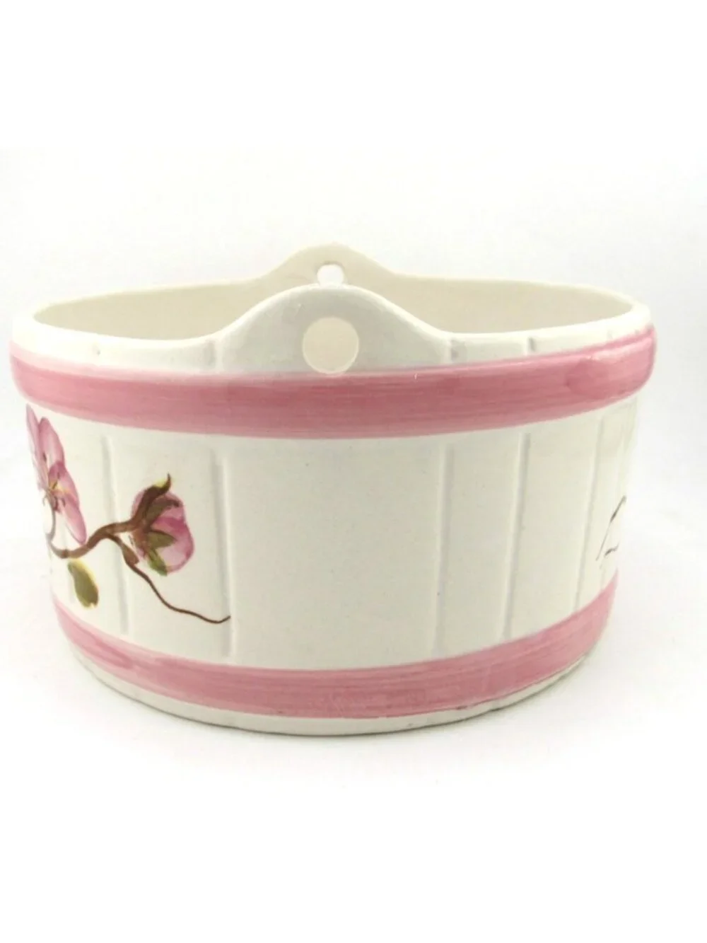 Vtg Hand Painted Floral Pottery Planter Vase Pot Portugal FTD Cottagecore
